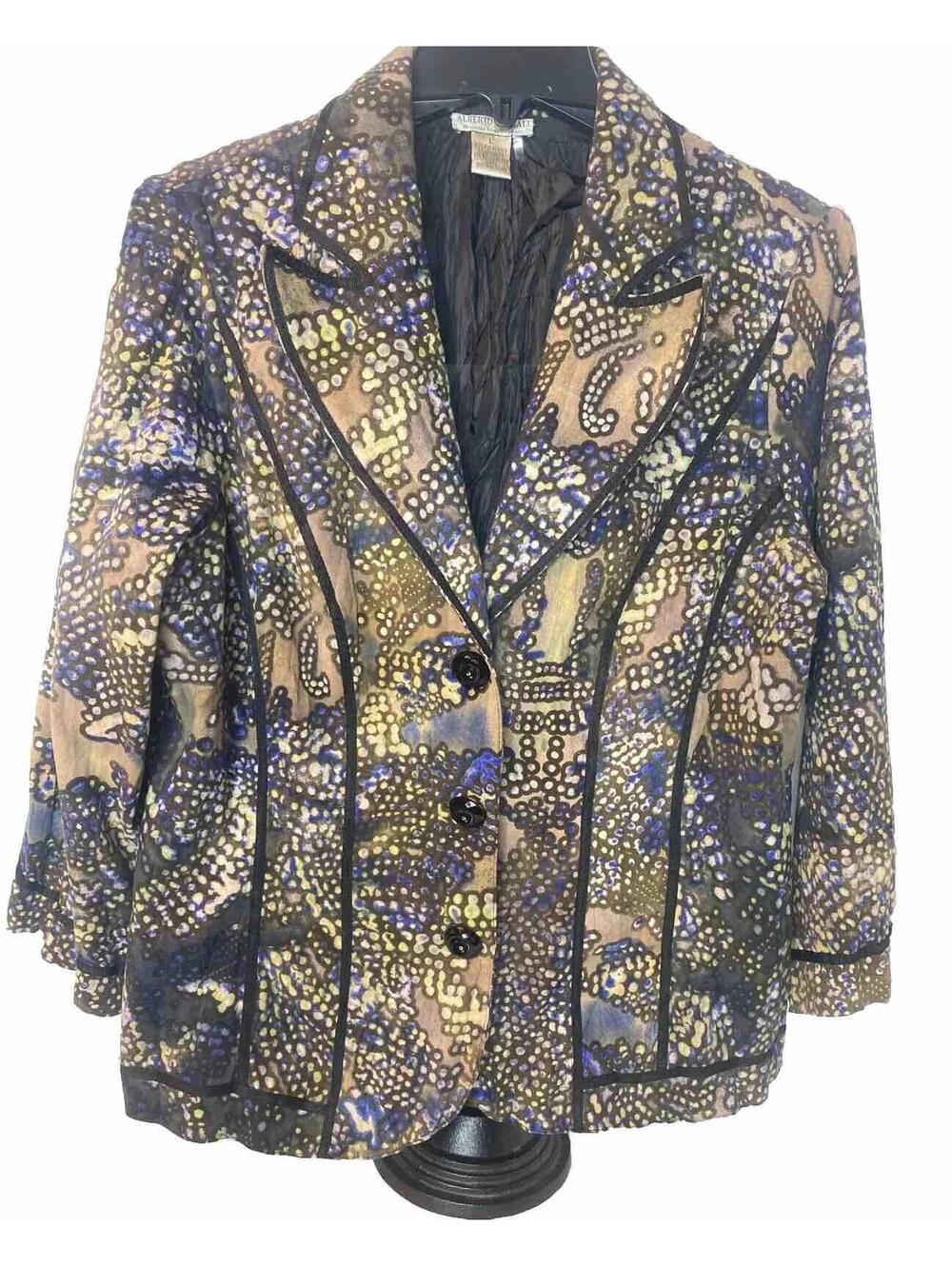 Vintage Alberto Makali 90s Abstract Print 3/4 Sleeve Blazer Jacket Woman’Size L